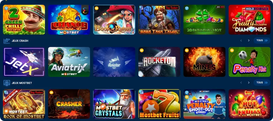Mostbet Jeux de casino