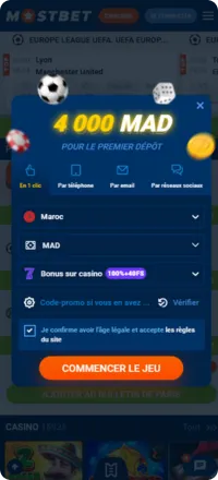 Sélection des Bonus sur Mostbet